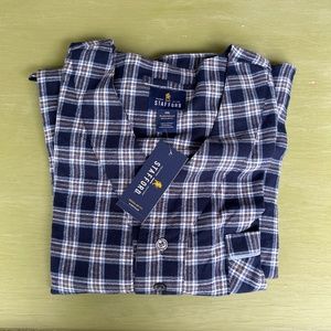 Men nightgown blue plaid 2XL Stafford Sleepwear NWT